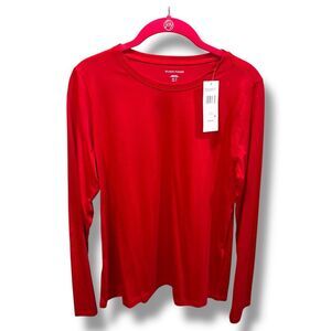 NWT Eileen Fisher Organic Pima Cotton Jersey Long-Sleeve Tee Women’s S in Red